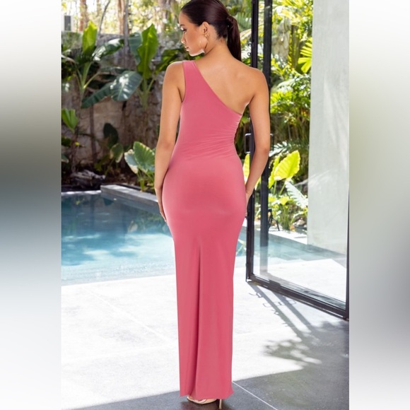 CLUB L LONDON pink Ruched Panel One Shoulder Maxi Dress - Picture 8 of 10